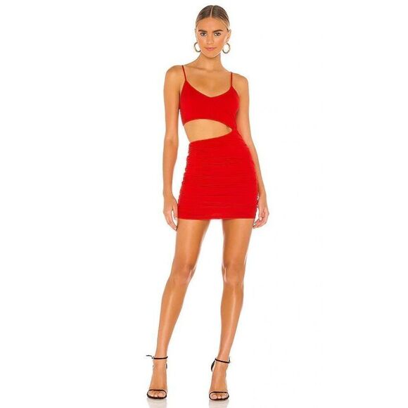 Superdown REVOLVE Darcey Ruched Mini Dress in Red Cotton Cut out XXS - Picture 2 of 11